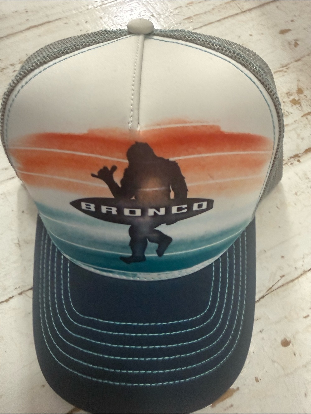 Bronco Surf Trucker Hat - Teal, Orange, White